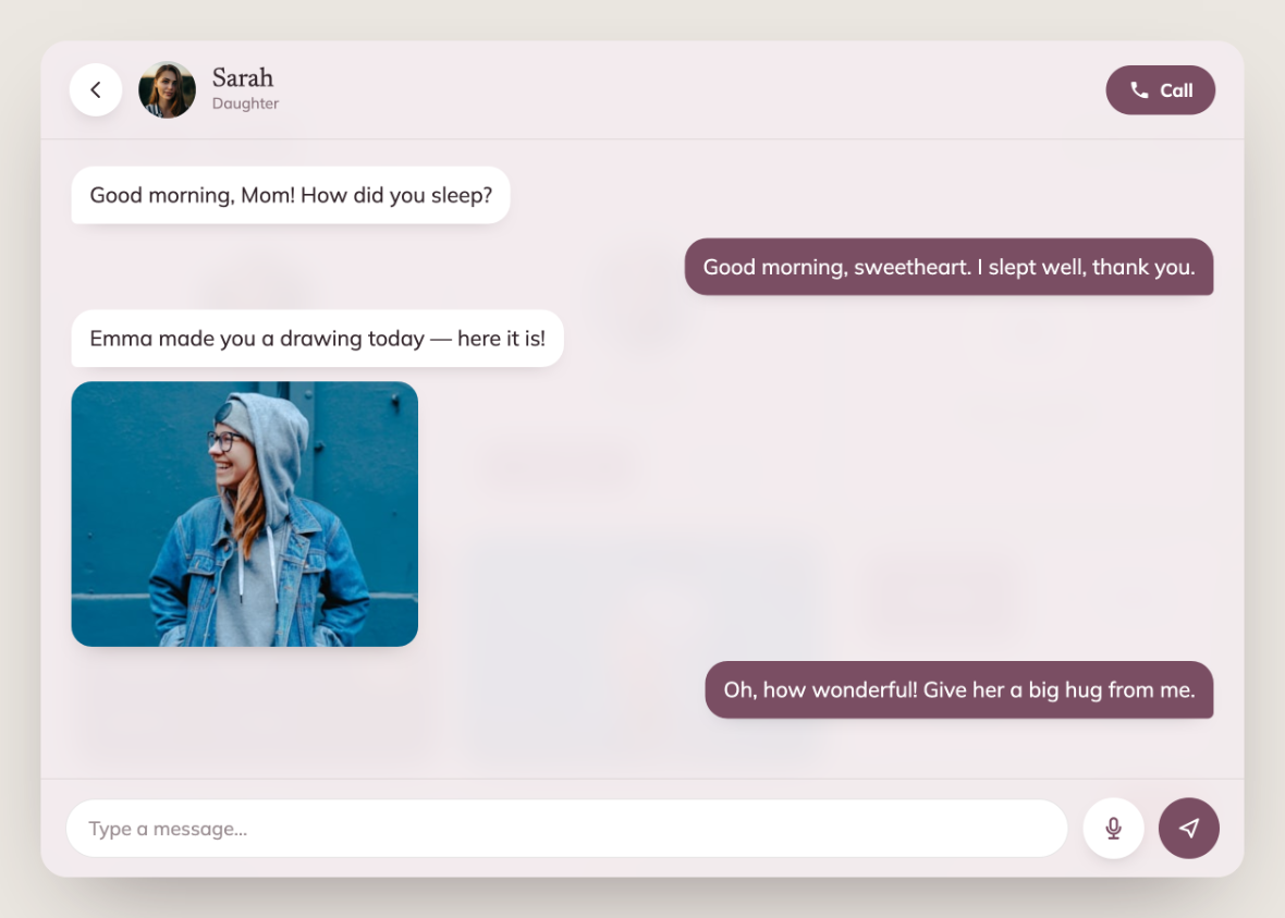 Chat with family, photos and all
