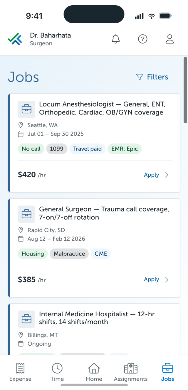 LocumTenens.com — app screen