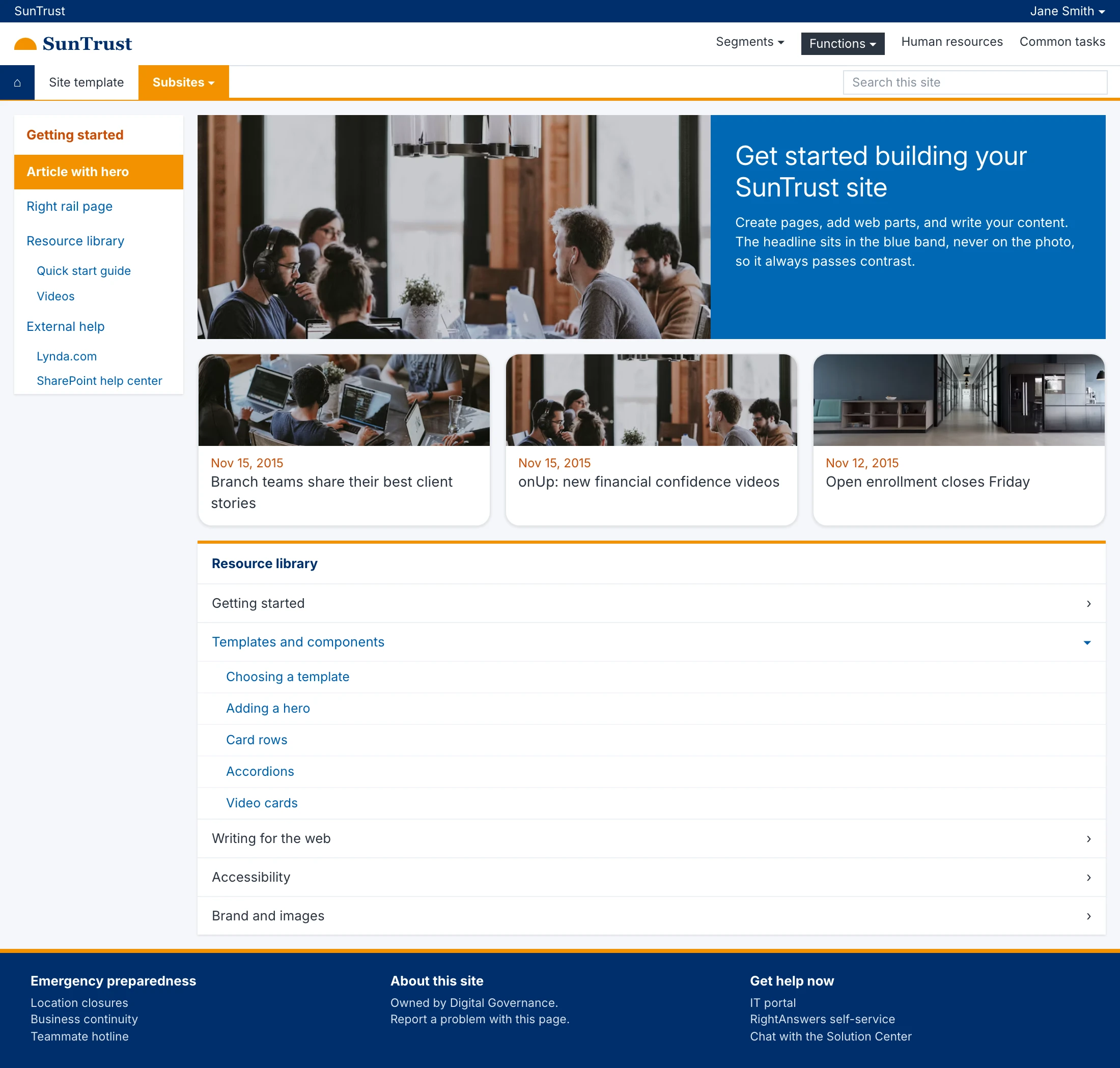 SunTrust · Intranet templates