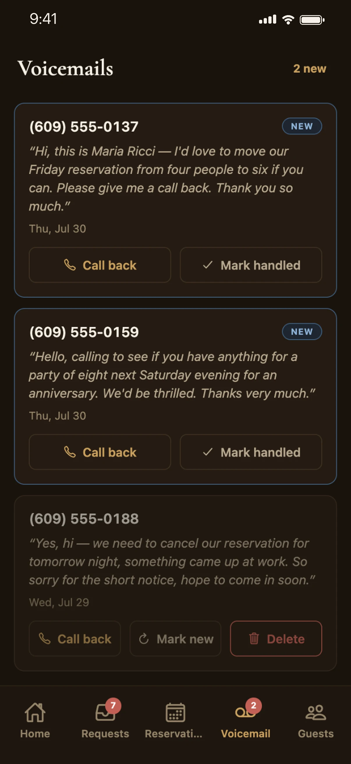 Voicemail, transcribed